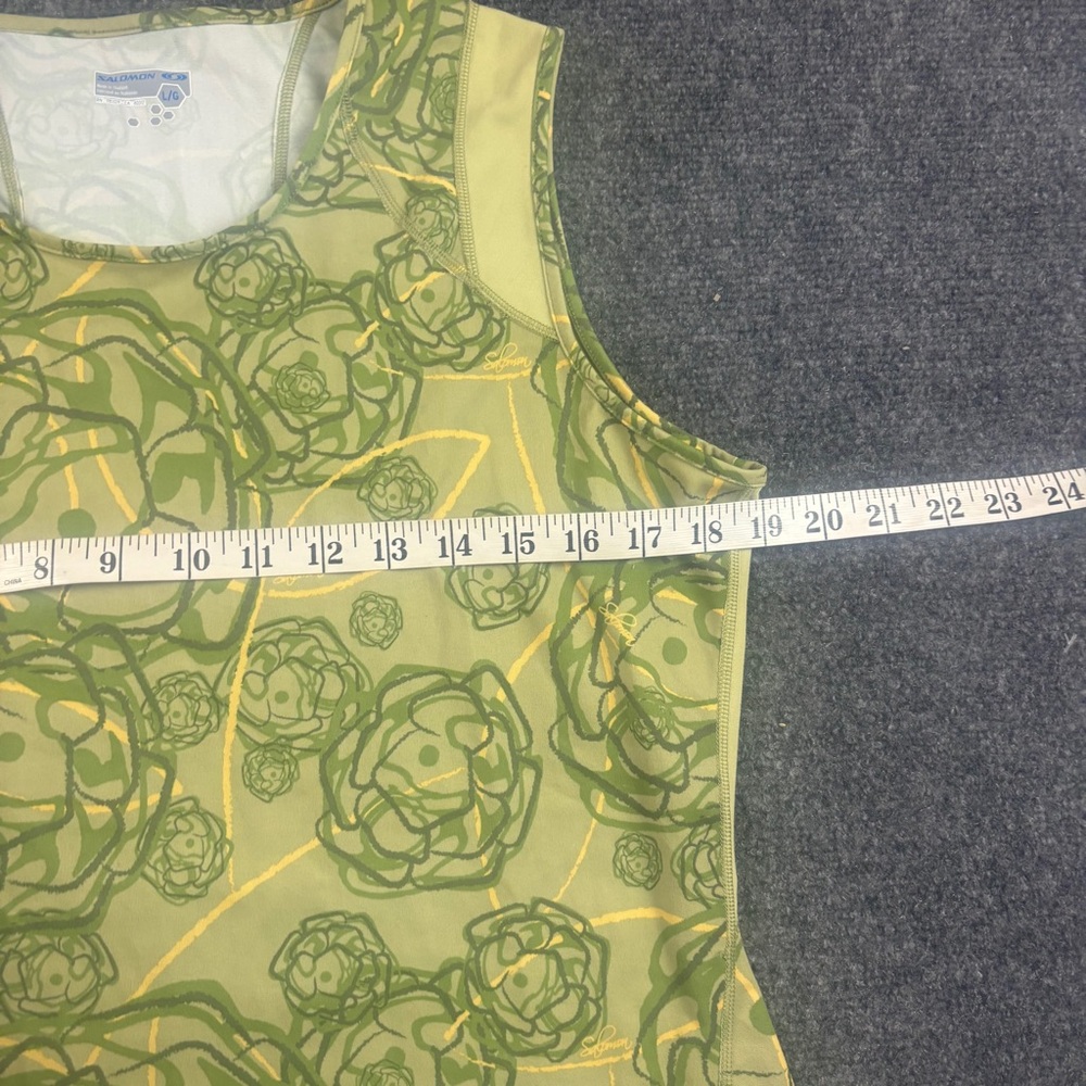 SALOMON Womens Green Floral print Sleeveless Athletic Tank Top Size: Large - Picture 6 of 6